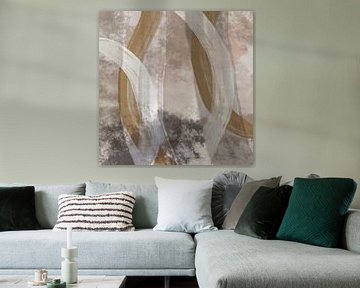 Abstract Scandinavisch minimalistisch in bruin, beige, roze en wit van Dina Dankers