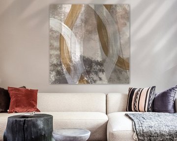 Abstract Scandinavisch minimalistisch in bruin, beige, roze en wit van Dina Dankers