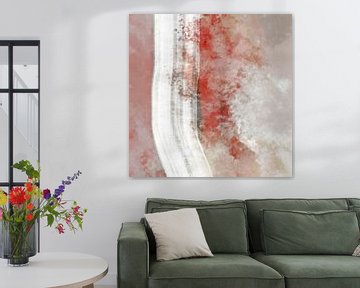Tramonto Tenero. Abstract Minimalist in red, pink, beige by Dina Dankers
