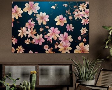 Abstracte organische met bloemen behang achtergrond