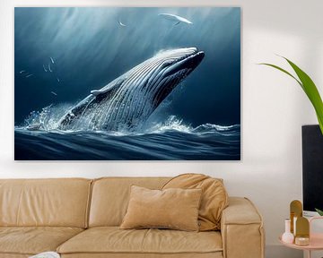 Baleine dans la mer Illustration fond sur Animaflora PicsStock