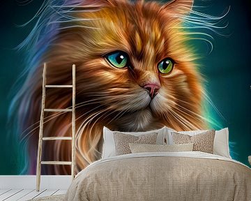 Portret van een kat met gekleurde ogen van Animaflora PicsStock