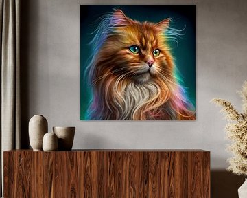 Portrait of cat with colorful eyes by Animaflora PicsStock