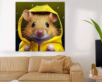 Souris dans un imperméable jaune sur Animaflora PicsStock