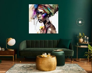 Schilderij Abstracte Afrikaanse Vrouw van Animaflora PicsStock