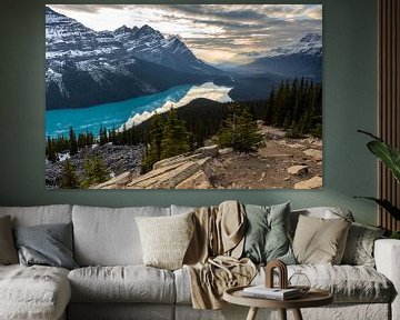 Lake Peyto in de Rocky Mountains van Roland Brack