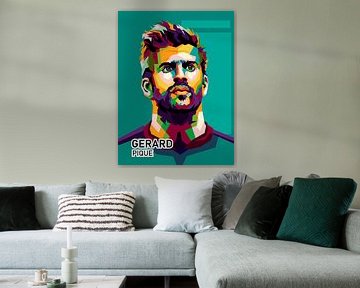 Legend Football Barcelona G.PIQUE in verbazingwekkende pop-art van miru arts