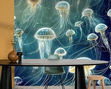 Dreamy jellyfish in the sea by Whale & Sons
