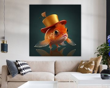 Baby goudvis met gouden hoedje van Anne Loos