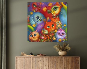 Colorful Crazy Kitty Cat Kitten Collage von Christine aka stine1
