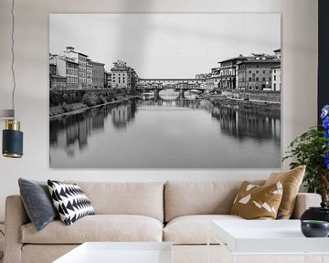 Ponte Vecchio zwart/wit van Leo van Valkenburg