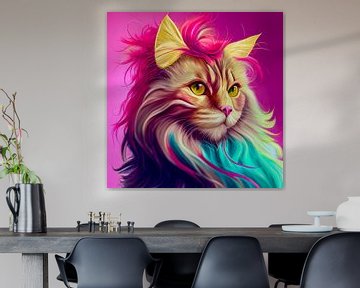 Persian cat with pink background and bright colors by Animaflora PicsStock