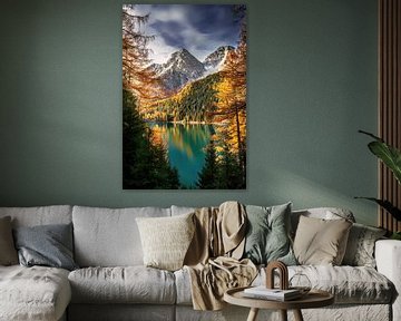 Lac d'Antholz dans les Alpes, dans le Tyrol du Sud. sur Voss Fine Art Fotografie
