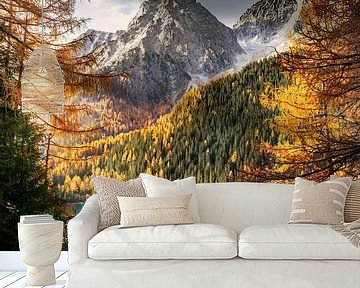 Het Antholzmeer in de Alpen in Zuid-Tirol. van Voss fotografie