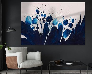 Blue Splattered Flowers by Treechild