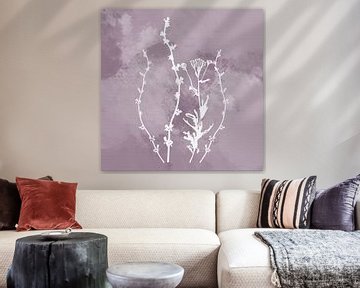 Nuvole di Prato. Abstract Botanical Minimalist in Silver Mauve purple by Dina Dankers
