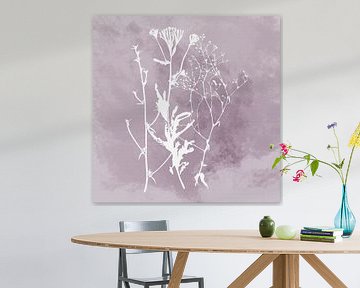 Nuvole di Prato. Abstrait Botanique Minimaliste en mauve argenté lilas rétro sur Dina Dankers