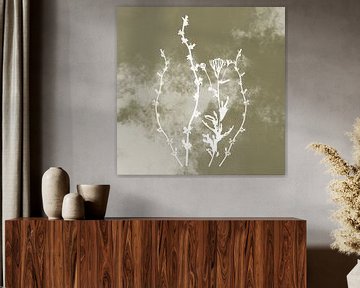 Nuvole di Prato. Abstracte Botanische Minimalist in Grundy Roots retro bruin van Dina Dankers