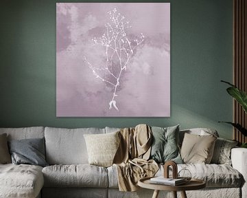 Nuvole di Prato. Abstract Botanisch Minimalistisch in Zilver Mauve retro paars roze van Dina Dankers