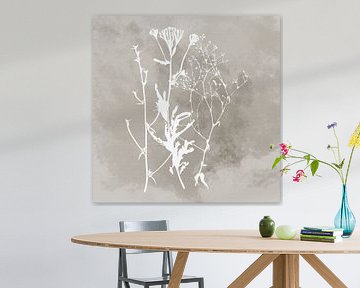 Nuvole di Prato. Abstract Botanical Minimalist in retro taupe grey by Dina Dankers