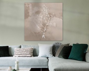 Nuvole di Prato. Abstract Botanisch Minimalistisch in retro beige bruin van Dina Dankers