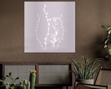 Botanica Delicata. Abstract Retro Botanical in Silver Mauve pink by Dina Dankers