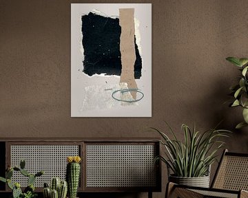 Minimalistische Collage in Schwarz, Grün und Erdtönen von Studio Allee