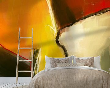 Abstrakte Farben, Malerei mit Orange, Gelb und Rot von Hella Maas