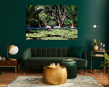 Lily Pond With Blue Plant Pot