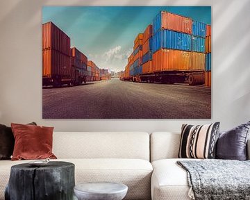 Container freight cargo ship port illustration by Animaflora PicsStock