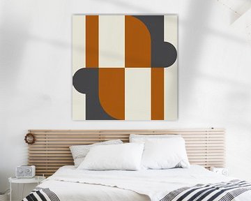 Abstract geometric retro style in dark gold, taupe, grey XIV by Dina Dankers