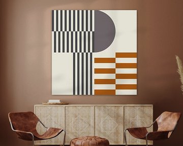 Abstract geometric retro style in dark gold, taupe, grey XVIII by Dina Dankers