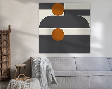 Abstract geometric retro style in dark gold, taupe, grey XXIV by Dina Dankers