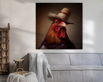 Statig portret van een Haan met hoed. Deel 1 van Maarten Knops
