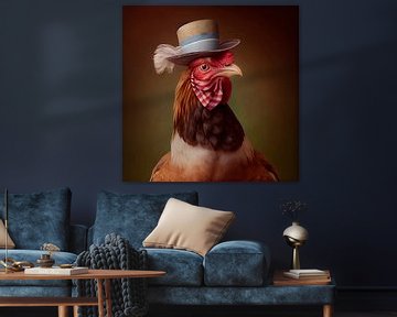 Stattliches Porträt eines Hahns mit Hut. Teil 2 von Maarten Knops