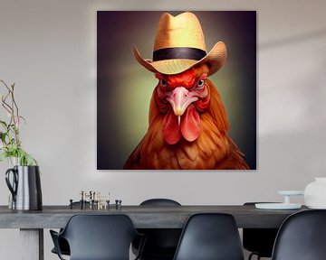 Stately portrait of a Rooster with hat. Part 3 by Maarten Knops