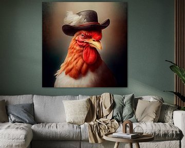 Stately portrait of a Rooster with hat. Part 4 by Maarten Knops