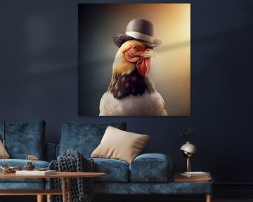 Stately portrait of a Rooster with hat. Part 5 by Maarten Knops