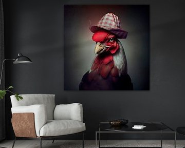 Stately portrait of a Rooster with hat. Part 7 by Maarten Knops