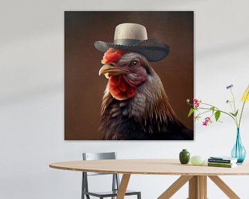 Stately portrait of a Rooster with hat. Part 13 by Maarten Knops