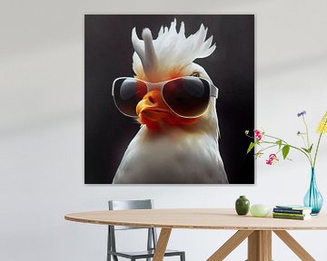 Portret van een Haan met zonnebril. Deel 2 van Maarten Knops