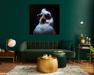 Portrait d'un coq avec des lunettes de soleil. Partie 3 sur Maarten Knops
