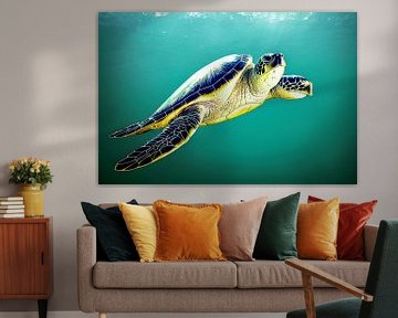 Big turtle swimming in the sea illustration by Animaflora PicsStock