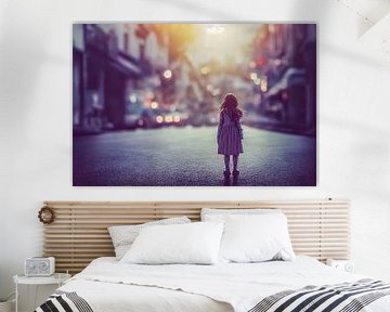 Klein meisje dat zich op een straat bevindt Illustratie van Animaflora PicsStock