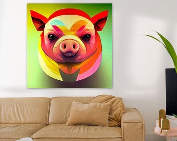 Portret van een varken van Vlindertuin Art