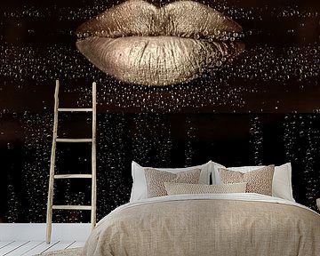 Silver Lips. Digital Art. Drops by Alie Ekkelenkamp