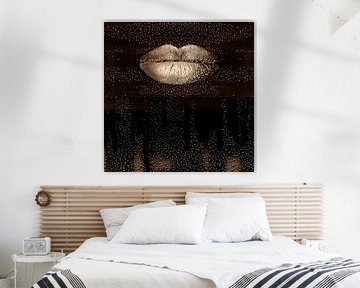 Silver Lips. Digitale kunst. Druppels. van Alie Ekkelenkamp