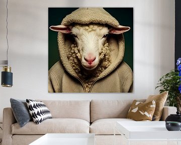 Schaf im Kapuzenpulli Portrait von VlinderTuin