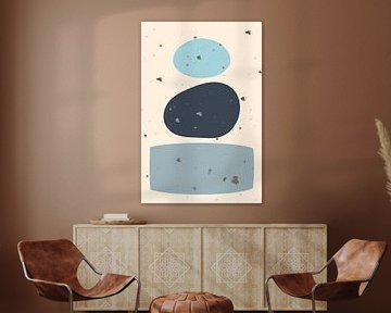 Terrazzo Delight Blue, Modern  abstract van Caroline Drijber