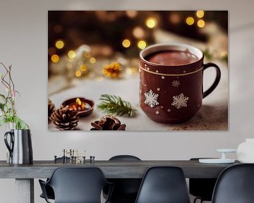 Kop met warme chocolade achtergrond illustratie van Animaflora PicsStock